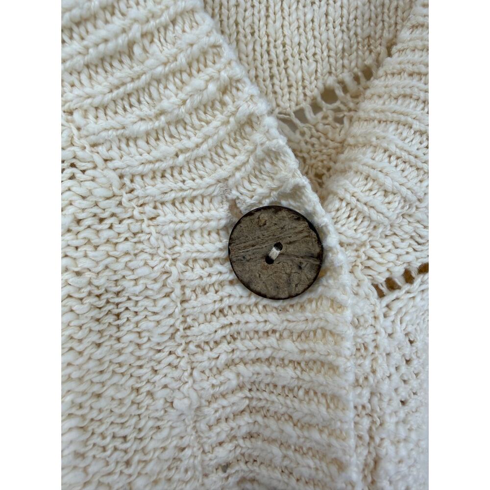 Natural Life Cream Cotton V-Neck Cropped Cardigan Sweater Size M Boho Casual - Picture 5 of 11